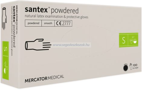 MERCATOR santex powdered (smooth) rugalmas latex púderezett orvosi kesztyű S 100db