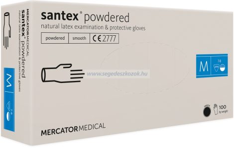 MERCATOR santex powdered (smooth) rugalmas latex púderezett orvosi kesztyű M 100db