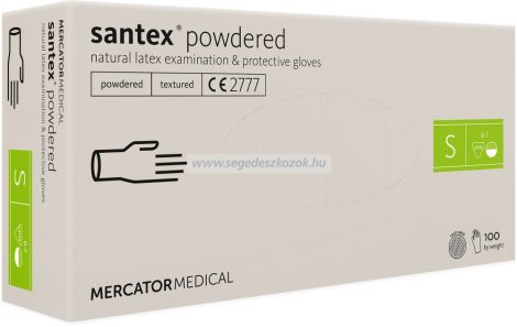 MERCATOR santex powdered (textured) rugalmas latex púderezett orvosi kesztyű S 100db