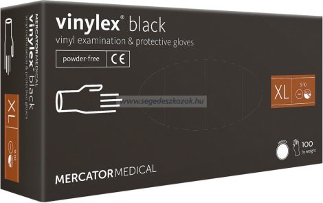 MERCATOR vinylex black vinil púdermentes diagnosztikai kesztyű XL 100db