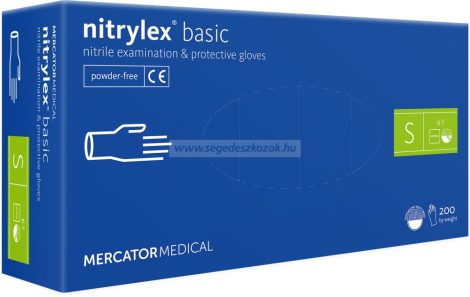 MERCATOR nitrylex basic blue orvosi púdermentes, nitril kesztyű S 200db
