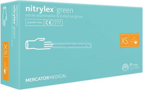 MERCATOR nitrylex green púdermentes kesztyű XS 100db (Előrendelhető)