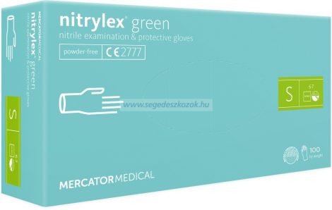 MERCATOR nitrylex green púdermentes kesztyű S 100db (Előrendelhető)