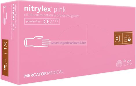 MERCATOR nitrylex pink púdermentes nitril kesztyű XL 100db (Előrendelhető)