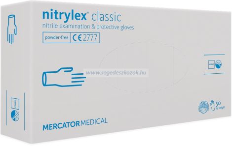 MERCATOR nitrylex classic white orvosi púdermentes nitril kesztyű M 50db