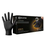   MERCATOR powergrip black nitril, púdermentes, teljes felületén textúrált, fekete kesztyű XXL 50db (Utolsó darabos akció!)